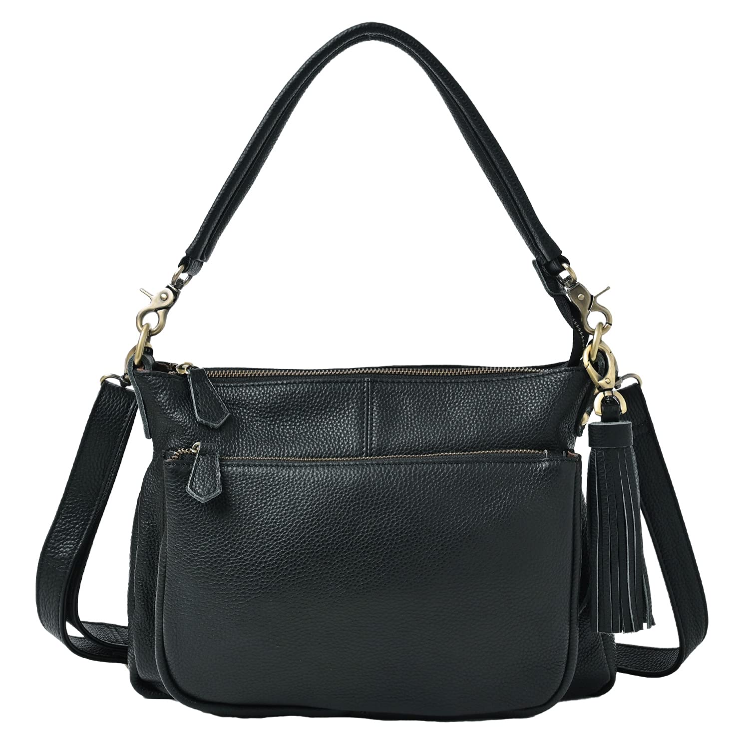 

Notre Favori Genuine Leather Shoulder Crossbody Ariel Black Bag, Women s Handbag, Plus, (Gold Hardware)