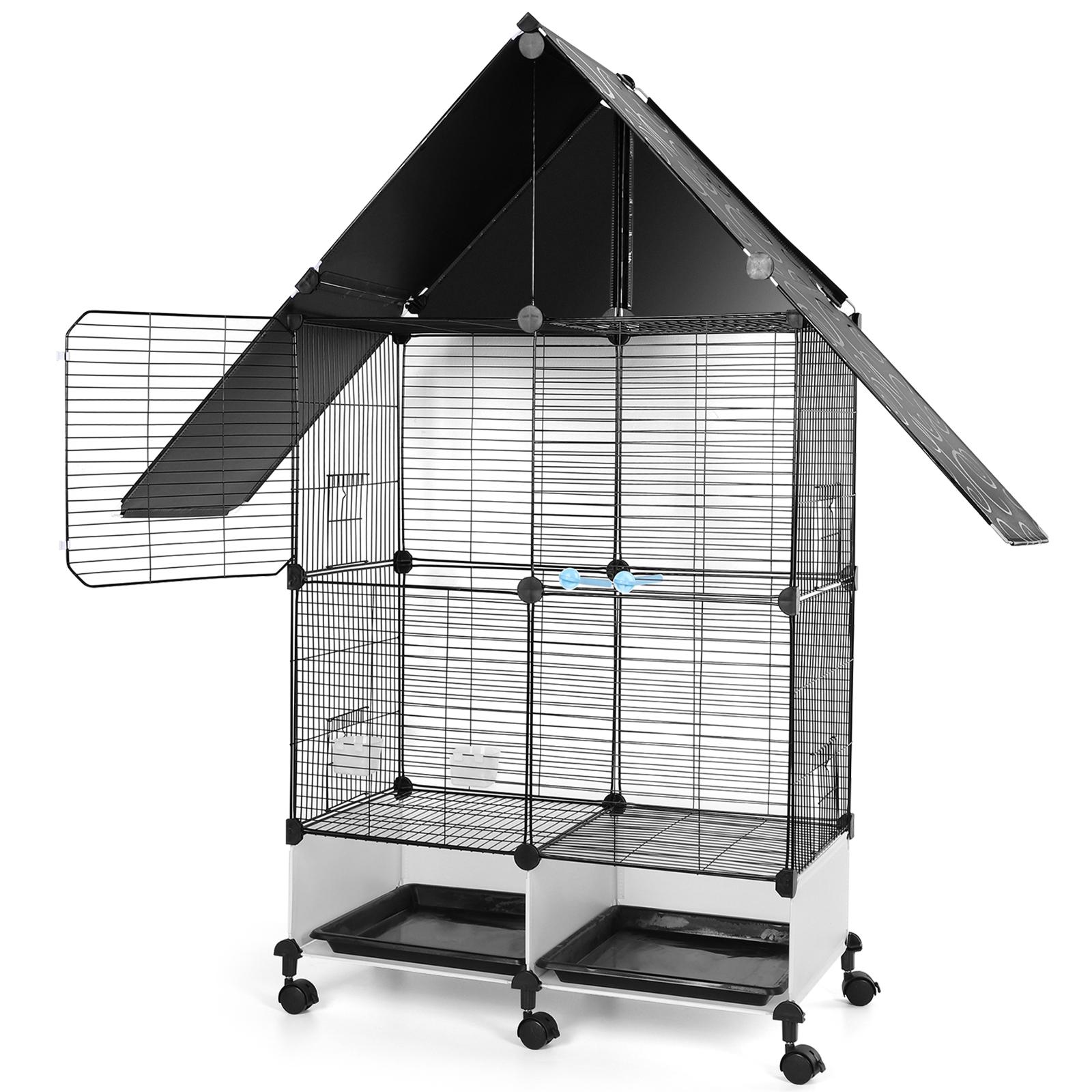 

Bird Cage with Rolling Stand House Shape Bird Cage with Lock 2 Tier Bird Cage Bird Villa for Canary Finch Budgie Lovebirds