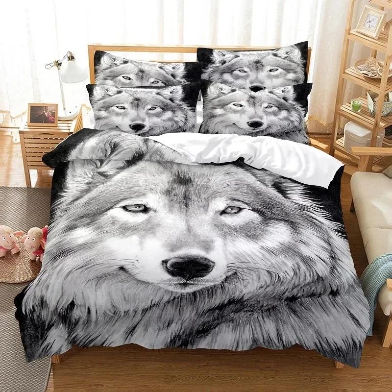 3d Black Leopard Animal Wolf Cat Dog Digital Comfortable Duvet Cover Pillowcase Bedding Set Bedroom Decoration Home Textile