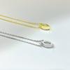 Two Prong Marquise Cut Single Stone Pendant Thin Link Chain Two Tone Minimalist Women Neck Jewelry