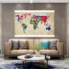 Kunst-Hintergrundtuch Retro-Weltkarte mit Nationalflaggen Wandposter, Rahmenlos für Zuhause Geografische Werkzeuge, Reisebedarf