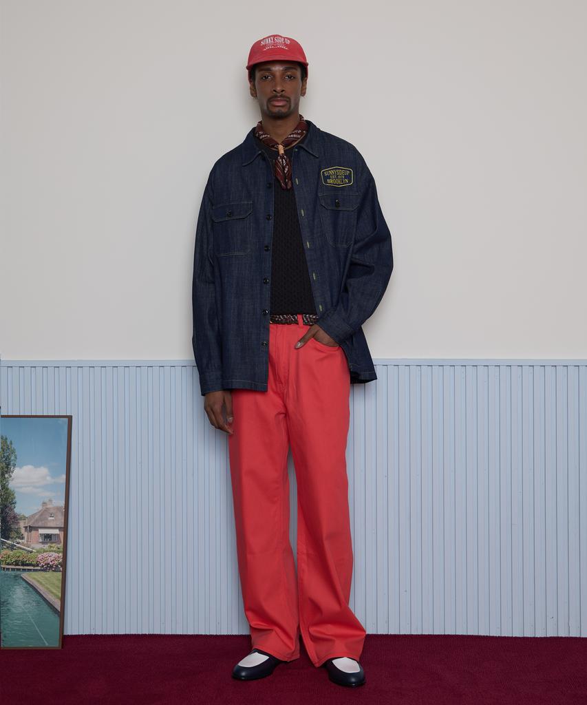 TAKEASY Slub Cotton Wide Pants (Red)