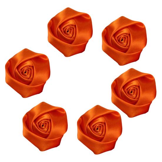 6Pcs Corsage Handmade Reversible Satin Roses Wedding Corsage DIY Hair Accessories Bridal Bouquets Small Floral Accessories