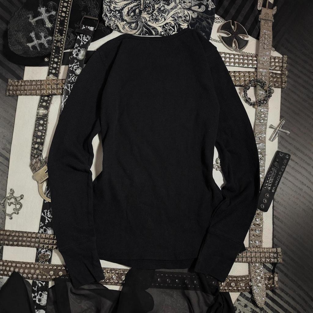 Retro Street Punk Rhinestone Long Sleeve T-shirt - Slim Fit
