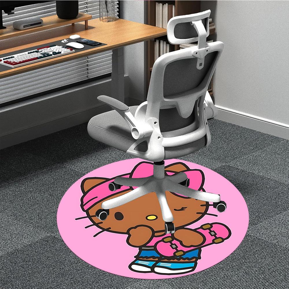 1pc Hello Kitty Carpet, Round Non-Slip Durable Large Size Office Carpet, Suitable for Office, Beautiful Decoration