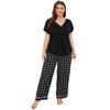 Women's Plus Size Spring/Summer Pajamas - Short Sleeve Top & Long Pants Homewear