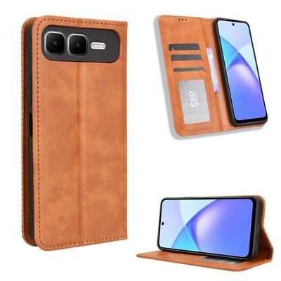 Flip Cover for Infinix Smart 10 Plus PU Leather Full-Body Protection With [RFID Blocking] Shockproof Durable Retro Phone Case