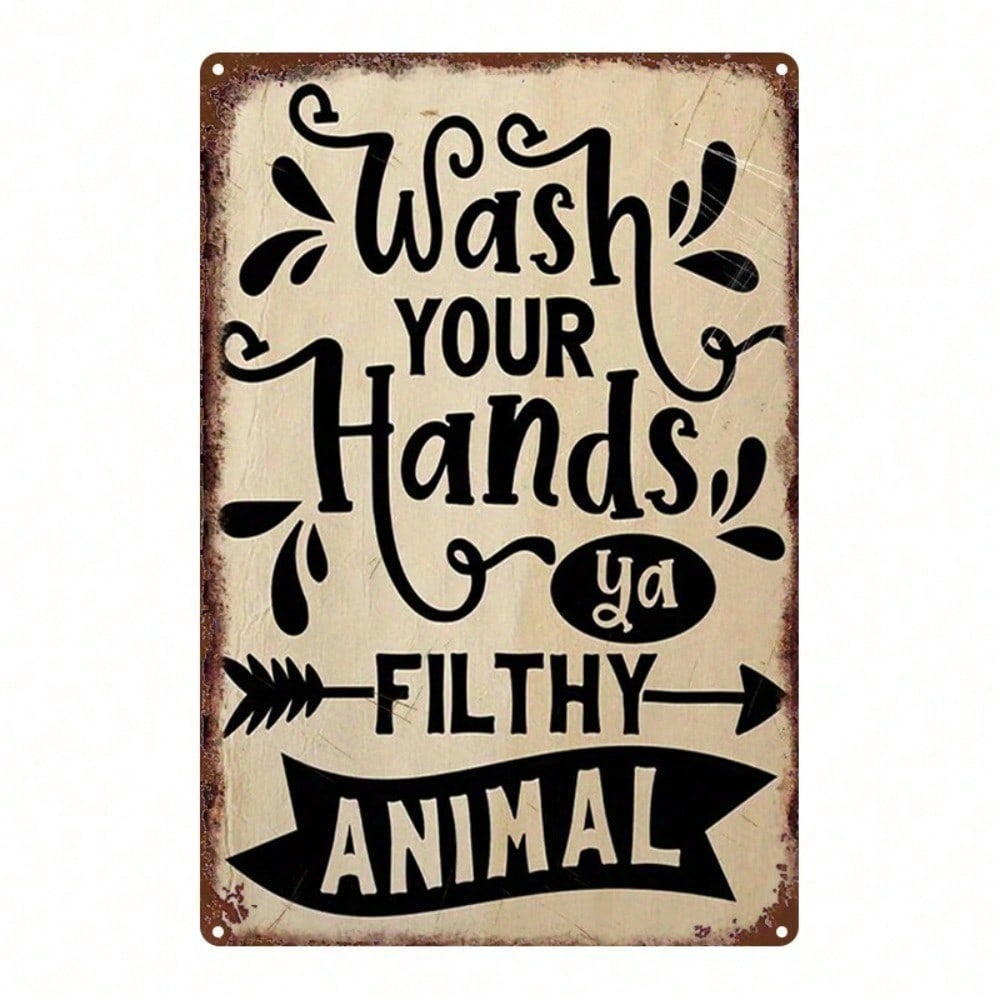 Wash Your Hands Vintage Metal Sign 8x12 Inch, Rustproof UV Resistant Iron Wall Art