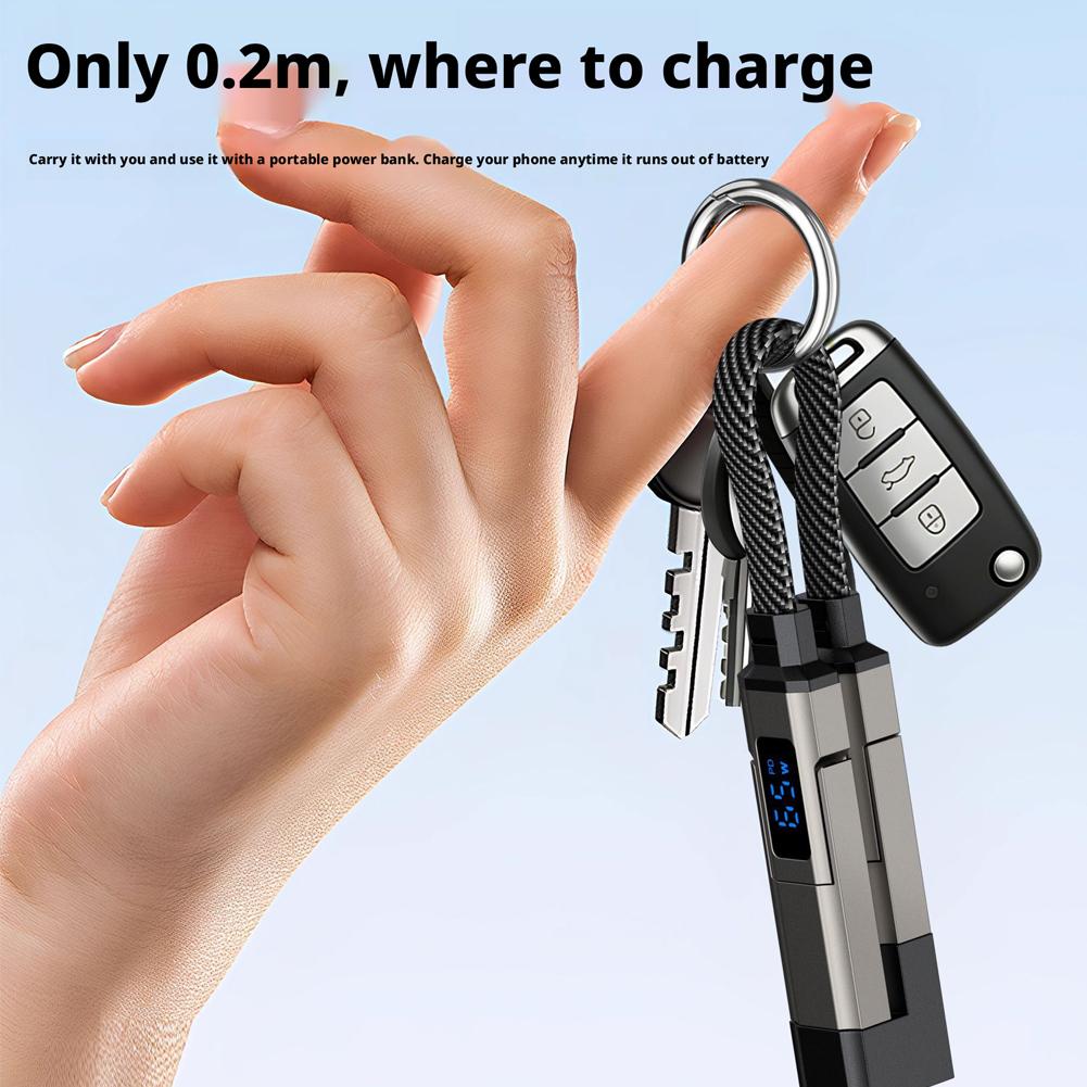 4-in-1 Lanyard Digital Display Fast Charging Data Cable Equipped With TYPE-C Two To Two Mobile Phone 65W+27W Fast Charging
