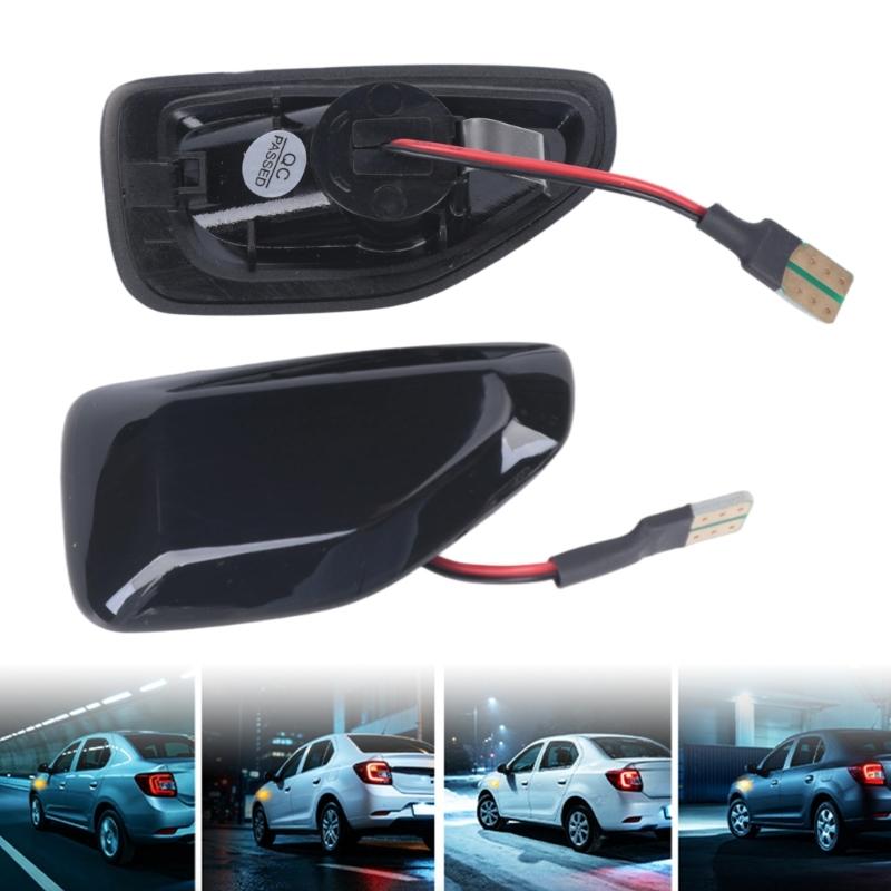 Sequential LED Side Indicator Lamp Set, Side Marker Lights With Lead-Wire Connection, ABS Housing, PC Lens Cover, 2-Piece Replacement Assembly