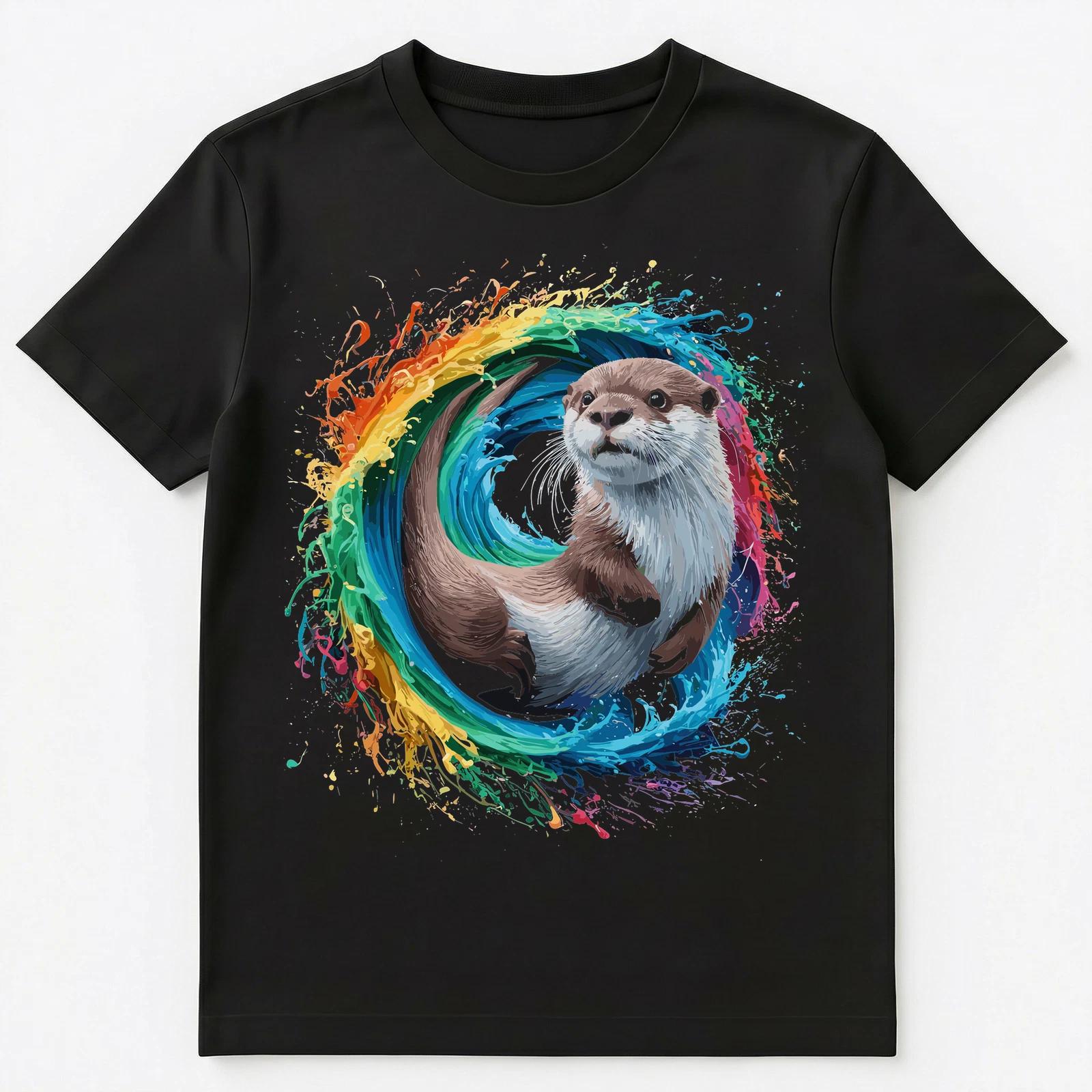 

Colorful Paint Splash Funny Otter Art Graphic Unisex T-Shirt XL