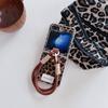 Leopard Print Leather Phone Case for Samsung Galaxy Z Flip 6 5 4 3 Flip6 Flip5 Flip4 Flip3 5G Wrist Strap Protective Cover