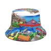 Spring And Summer Polyester Cartoon Print Bucket Hat Fisherman Hat Outdoor Travel Sun Cap For Men And Women 42