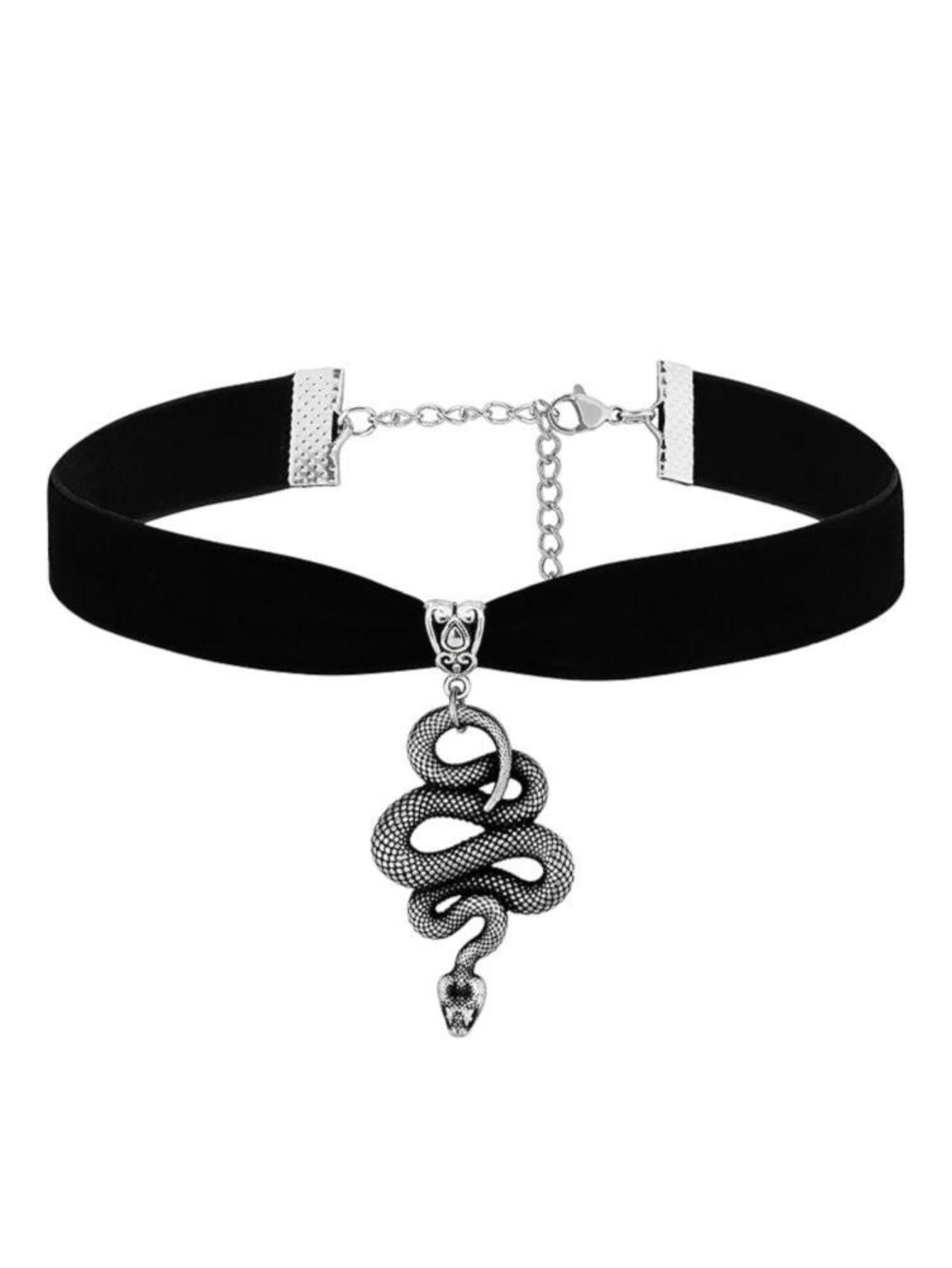 

Готическое бархатное колье-змейка ручной работы