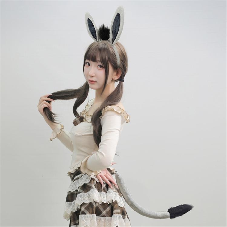 Składany Zestaw Kostiumu Osła Podróżnego Komplet Uszy Ogon Kopyta na Wydarzenie Cosplay Urodziny