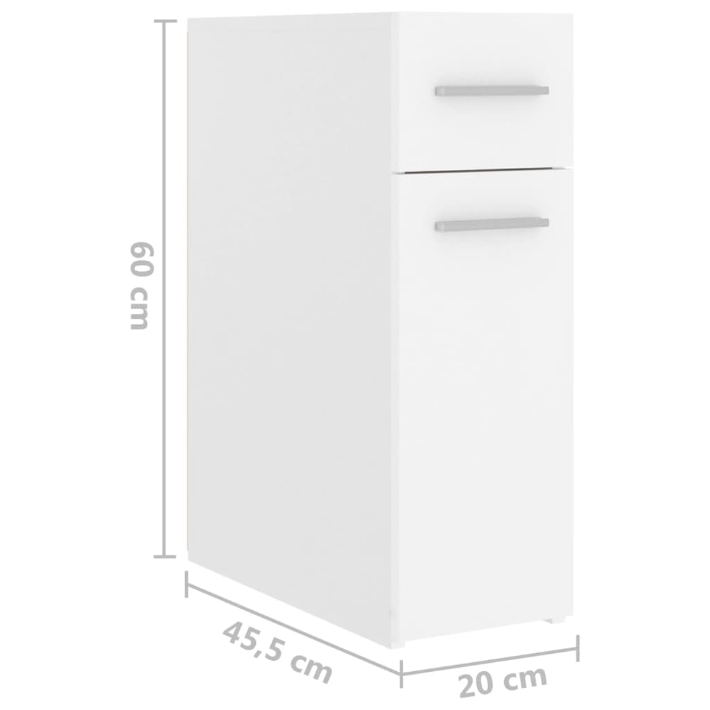 Vidaxl Szafka Apteczna, Biała, 20X45,5X60 Cm, Materiał Drewnopochodny