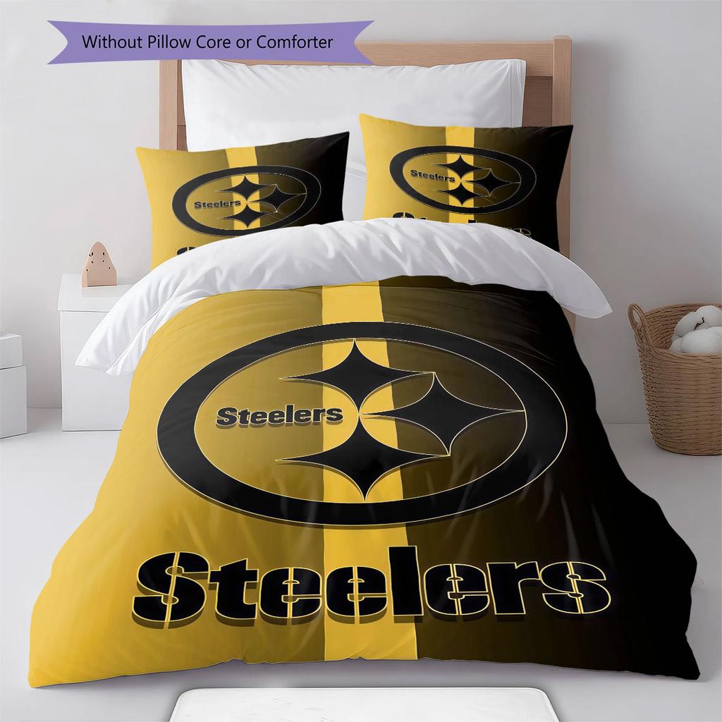 Pittsburgh Steelers Pattern Bedding Home Decoration Birthday Gift ( 1 Duvet Cover + 2 Pillowcase, Without Core),fan Merchandise.