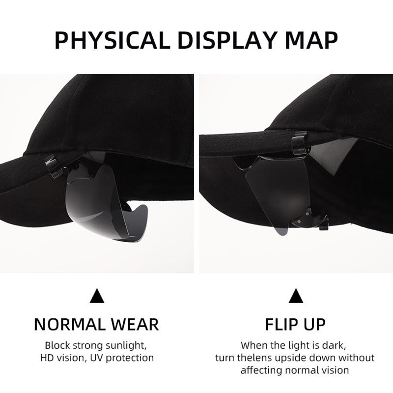 1Pc Adjustable Clip Cap Sports Sunglasses Flip-Up Cover Uv Protection Polarized Sunglasses Clip On Hat Cycling Goggles