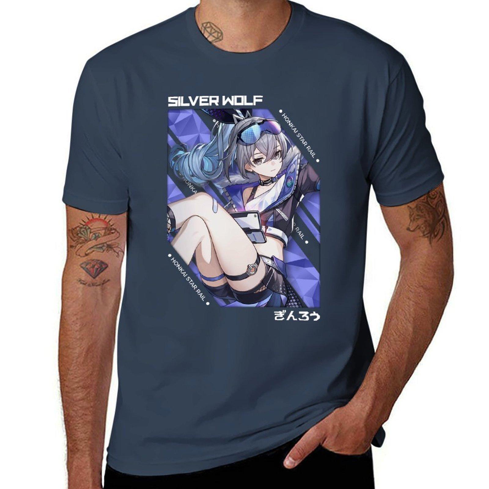 Silver Wolf Honkai Star Rail V1 White Ver Tshirt Casual Trendy Short Sleeve Tshirt S