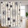 Sun Moon Star Shower Curtain Celestial Pattern Boho Design Bathroom Decor Waterproof Curtains Cosmic Home Style
