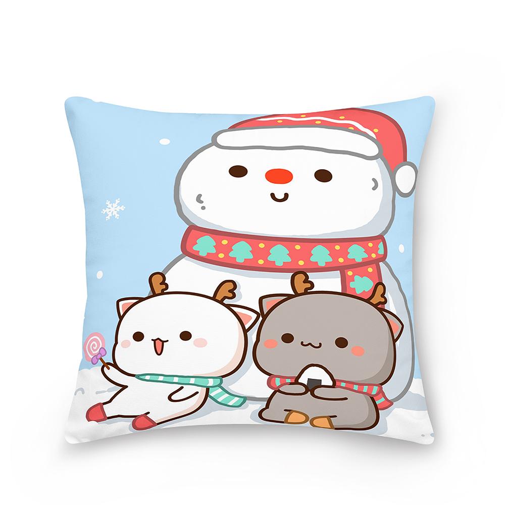 Home Peach Cat Cushion Cover Pillowcase Sofa Car Pillowcase Christmas Decoration Bedroom Living Room Pillowcase