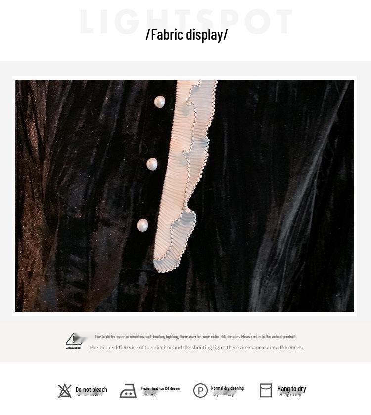 Women's Gold Velvet Lace Top - Stylish Spring/Autumn/Winter 2024