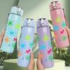 1PC Firework Burst Color Splash Print 750ml Color Plastic Sports Water Bottle Leakproof Flip Straw Lid Suitable for Sports Office Home Use