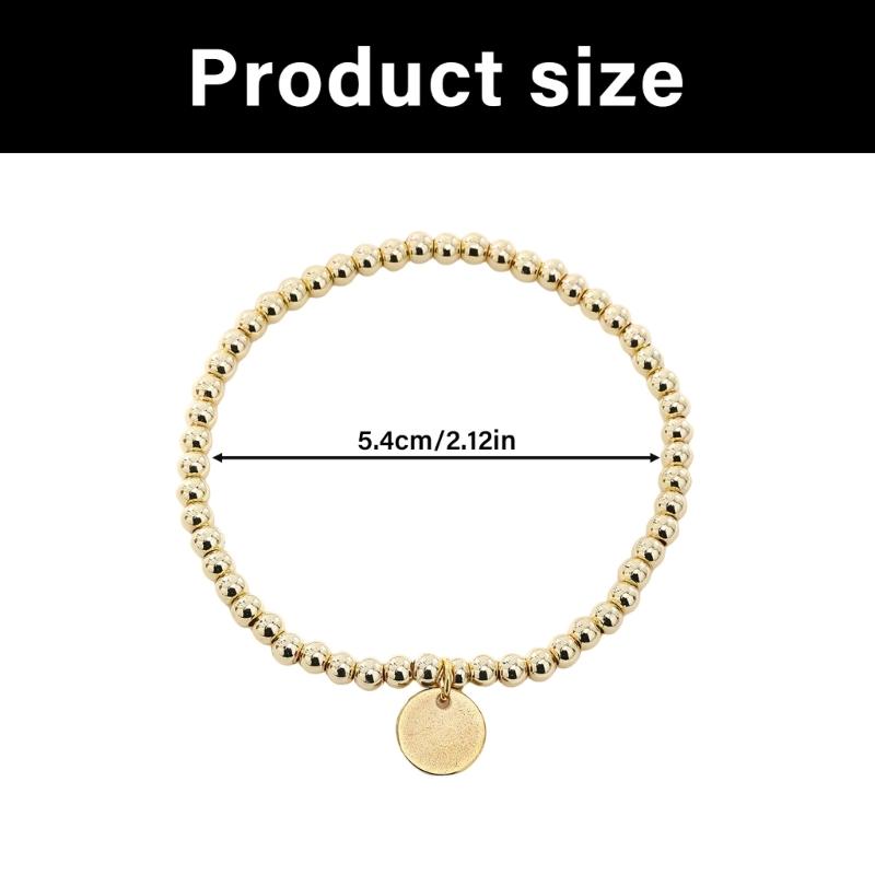 Stainless Steel Elasticized Beaded Jewelry 53 Round Beads Stretchable Design Wristband Formal Casual Accessory