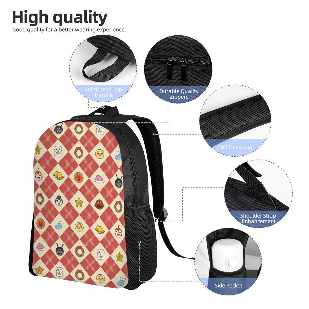 3D Printing Anpanmans Backpack for Girls Boys Cartoon School College Travel Bags Women Men Bookbag Fits 15 Inch Laptop