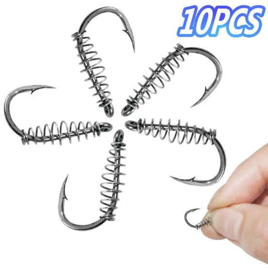 10Pcs Sharpened Carbon Steel Chub Spring Fishing Hooks