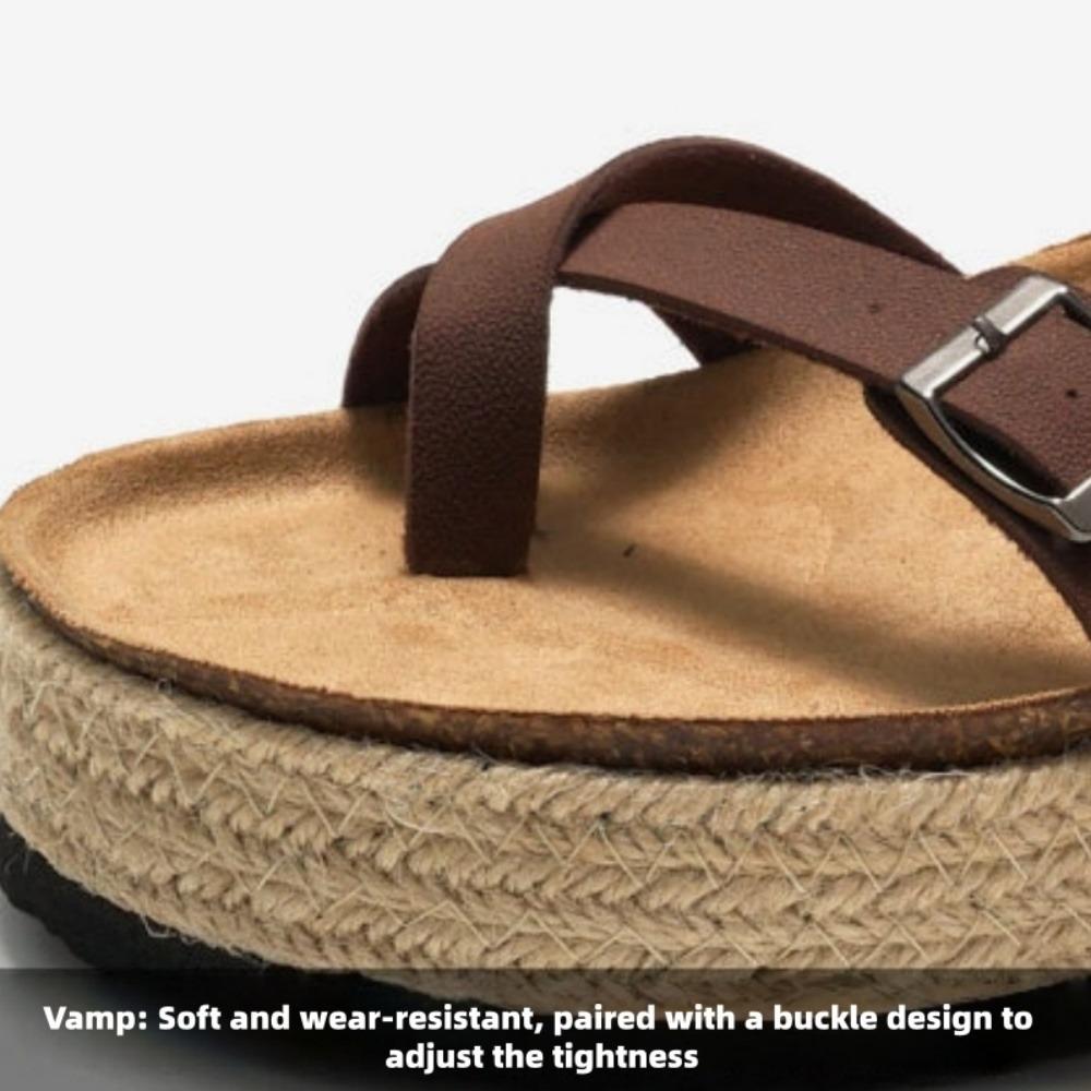 Tongs en liège pour couple d'été - Sandales de plage tendance pour homme, Claquettes décontractées à bout unique pour un usage quotidien et les vacances KWN