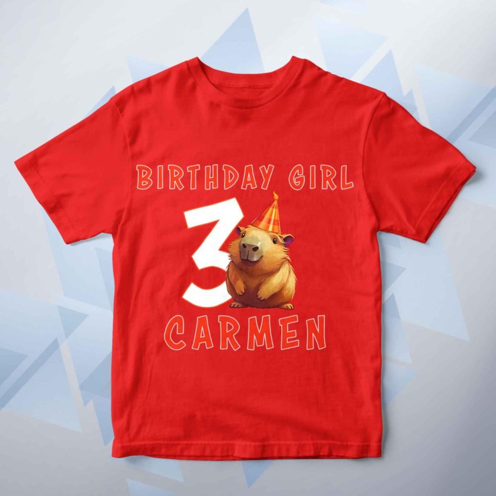 Personalised Capybara TShirt Kids Birthday T Shirt Animal Birthday Gift S