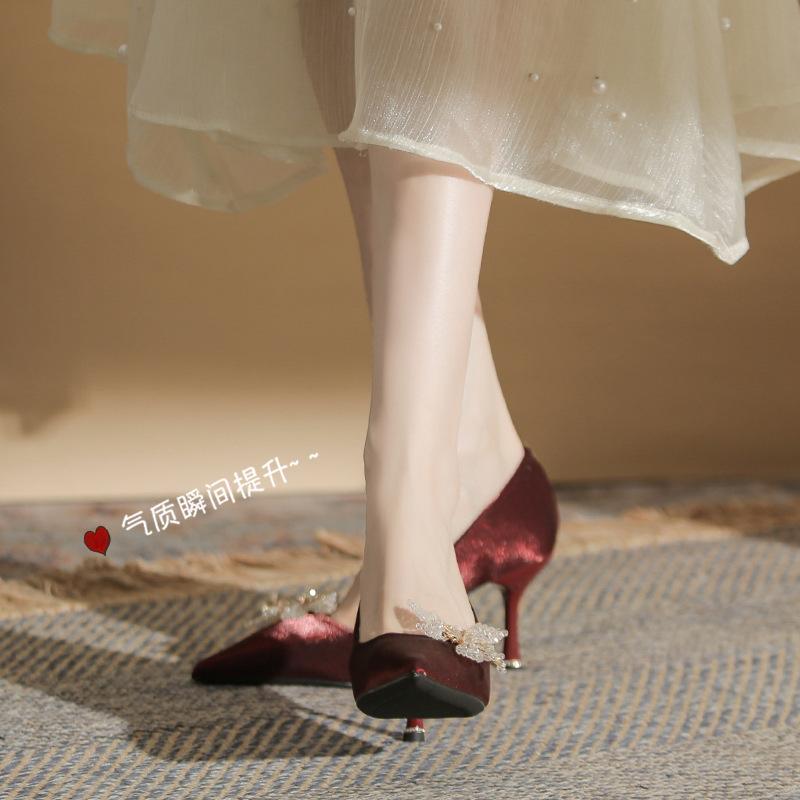 Woman 2026 Trend Luxury Pumps Pointed toe Party Ladies Shoes High Heels White Wedding Shoes Rhinestone Women's Shoes