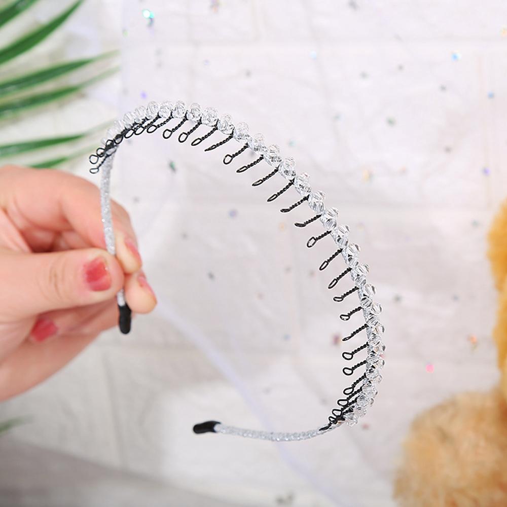Handmade Korean Women Girls With Teeth Multicolor Headwear Iron Hair Band Crystal Beaded Headband