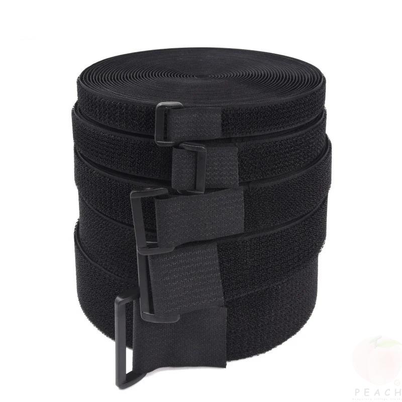 2M Reusable Nylon Hook Loop Fastening Cable Tape Cut-to-Length Self-Adhesive Securing Strap With Buckle For Organizer Or Storage