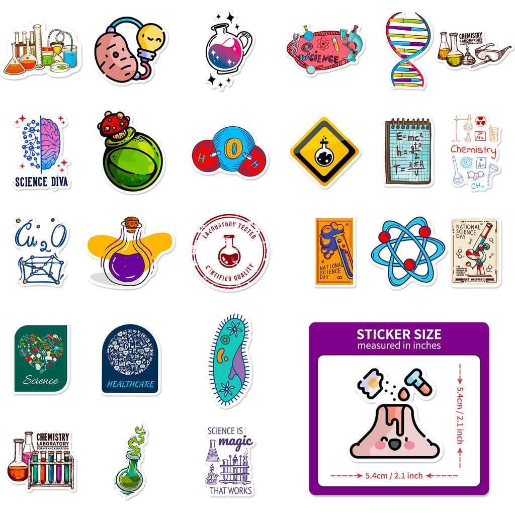 50 Laboratory Science Lab Stickers Scientific Chemistry Lab Beaker Graffiti Stickers