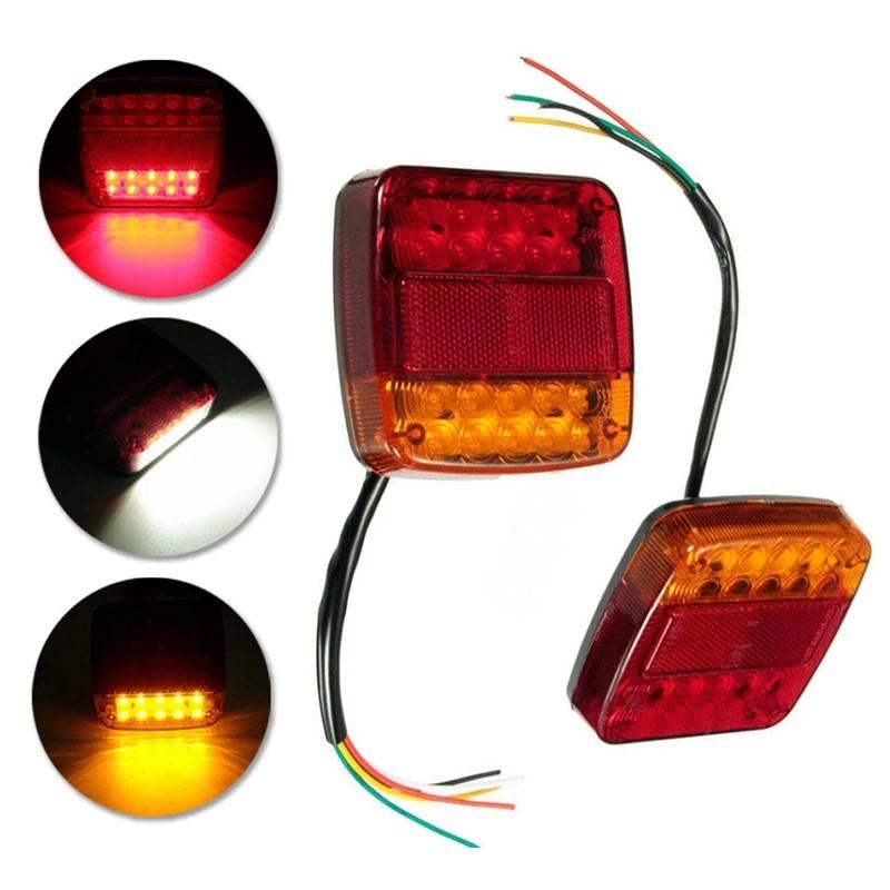 2X 12V 26LED Submersible Trailer Lights Stop Tail Turn Signal Lights License Number Plate for Trailer Truck RV Lighting Upgrade