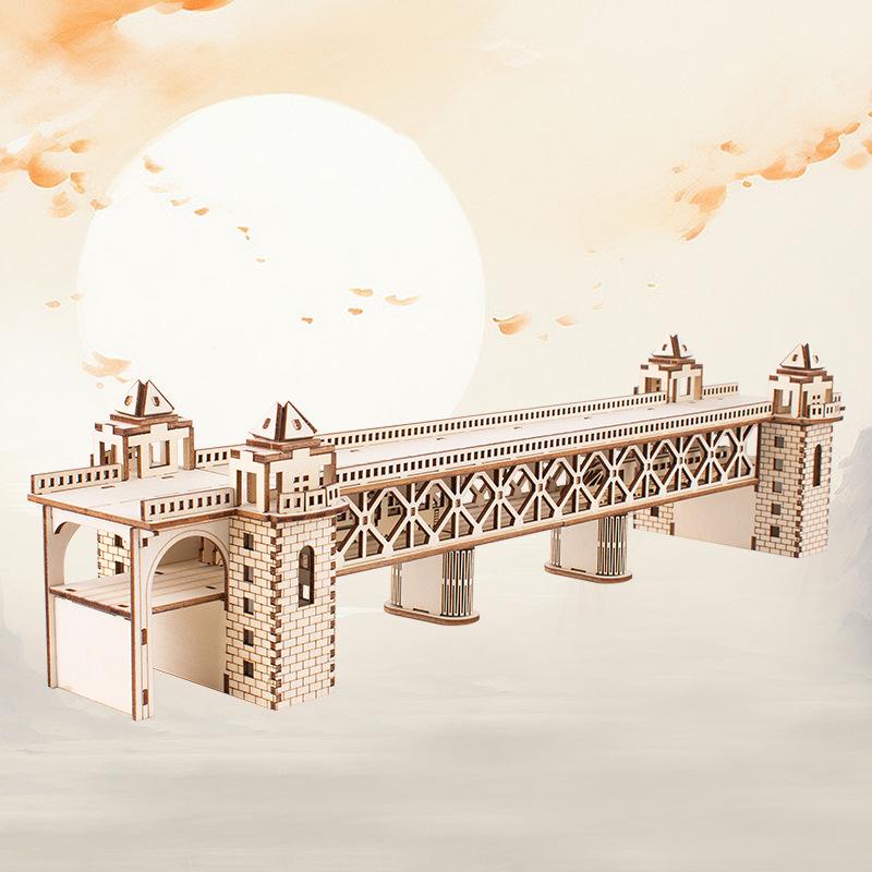3D Wooden Puzzle Streetcar Sakura Journey Tram Station Retro Car Bus Model DIY Assembly Toys For Children Kids Desk Decoration