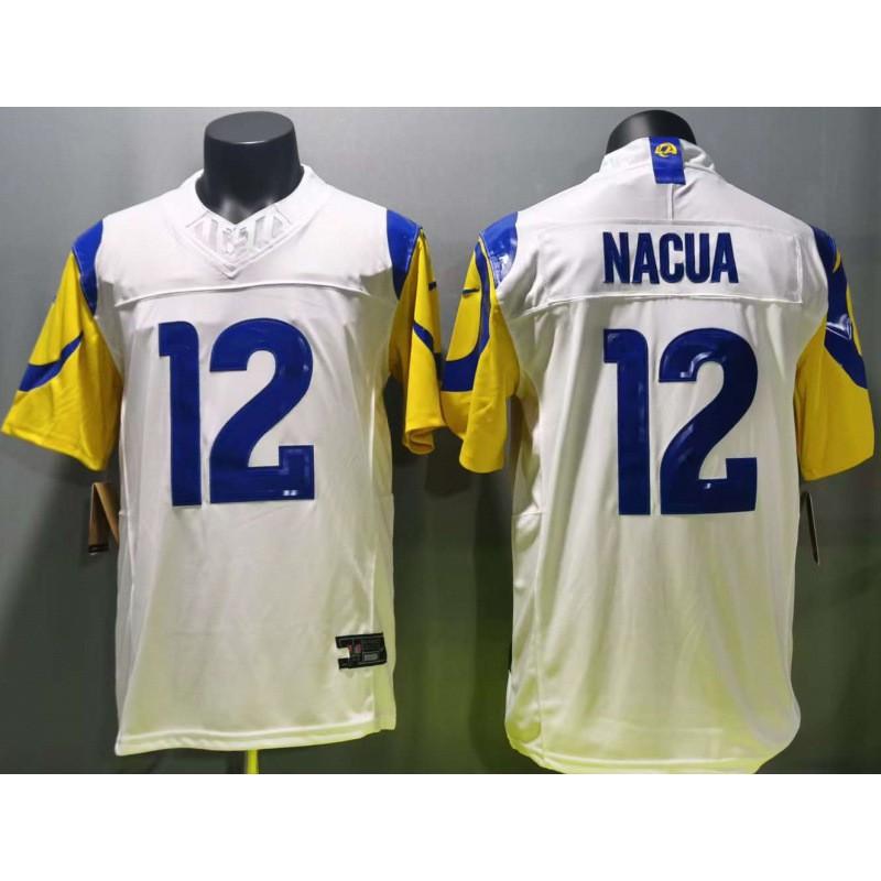 2026 Los Angeles Rams 12 White NFL-Style Embroidered Rugby Jersey Men Fan Wear