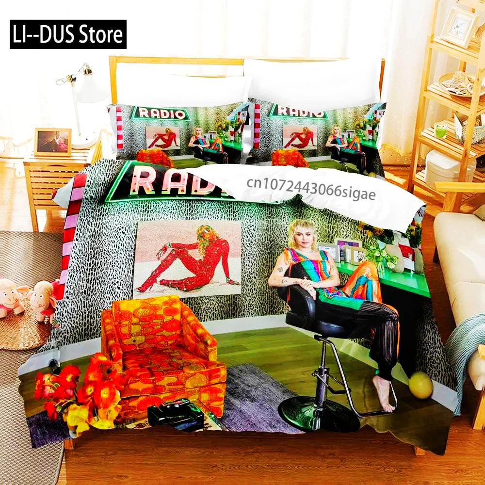 Miley Cyrus Boys Single Double Queen King Size Bed Cover Anime Sets 2024 Duvet Cover Bed Set Quilt Cover Pillowcase