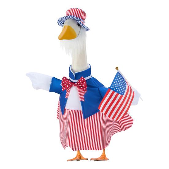 1 sada Oblečení pro zahradní husu ke Dni nezávislosti 4. července Festival Vlastenecká venkovní zahradní párty Dekorace sochy husy Oblečení pro převlečení