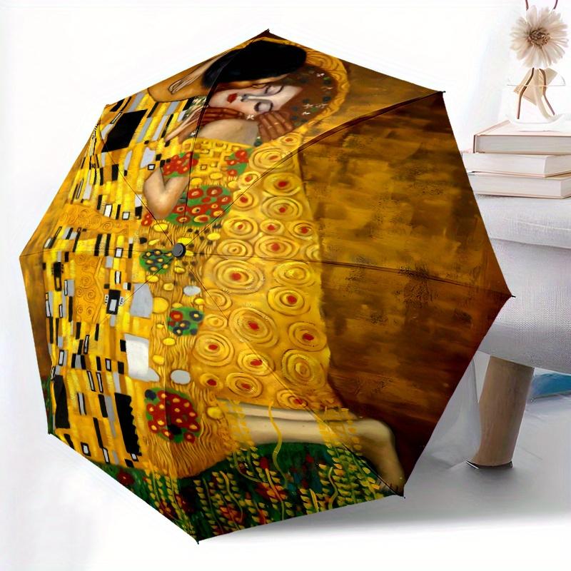 

Gustav Klimt Art Nouveau Umbrella - Automatic Folding, 8 Ribs for Stability, Vibrant Floral & Geometric Design, Perfect Holida Iron&8K