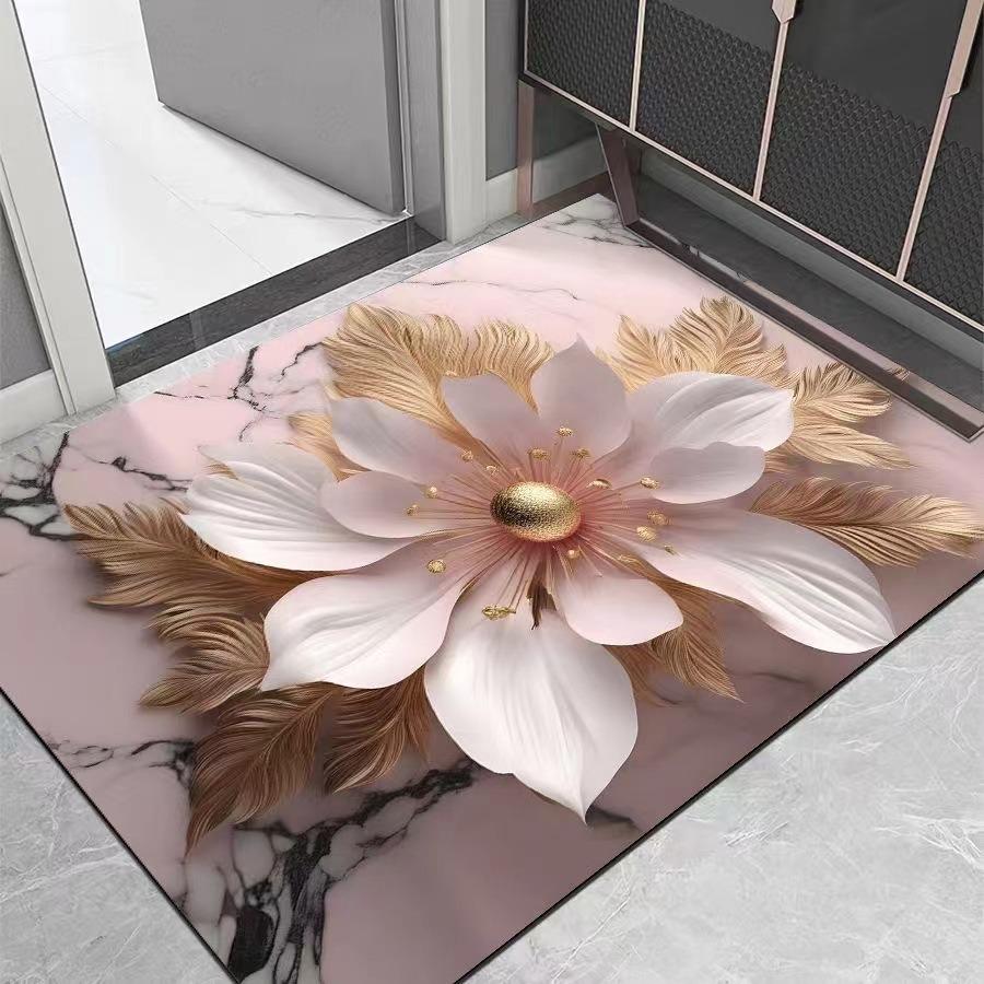Elegant 3D Printed Memory Foam Bathroom Mat with Non-slip Design