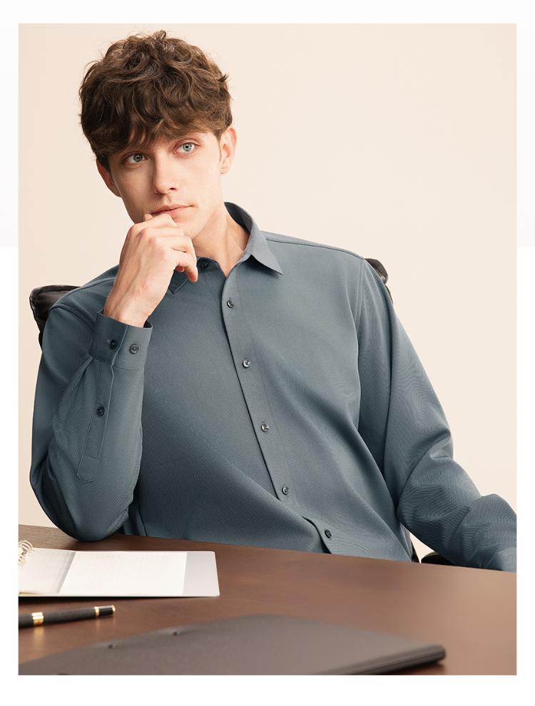 3A Antibacterial, Anti Static, and Far Infrared Warm Velvet Shirt for Men with Long Sleeves and Thick Velvet for Warmth
