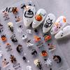 Feiertagsthema Nagelsticker Halloween Kunststicker, 5D Geprägte Totenkopf Kürbis Geist Aufkleber Abziehbilder, Wasserdichte Selbstklebende Maniküre Dekoration