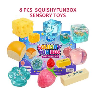 8Pack Maltose Squishy Fidget Toy Set Soft Texture Bouncy Stress Relief