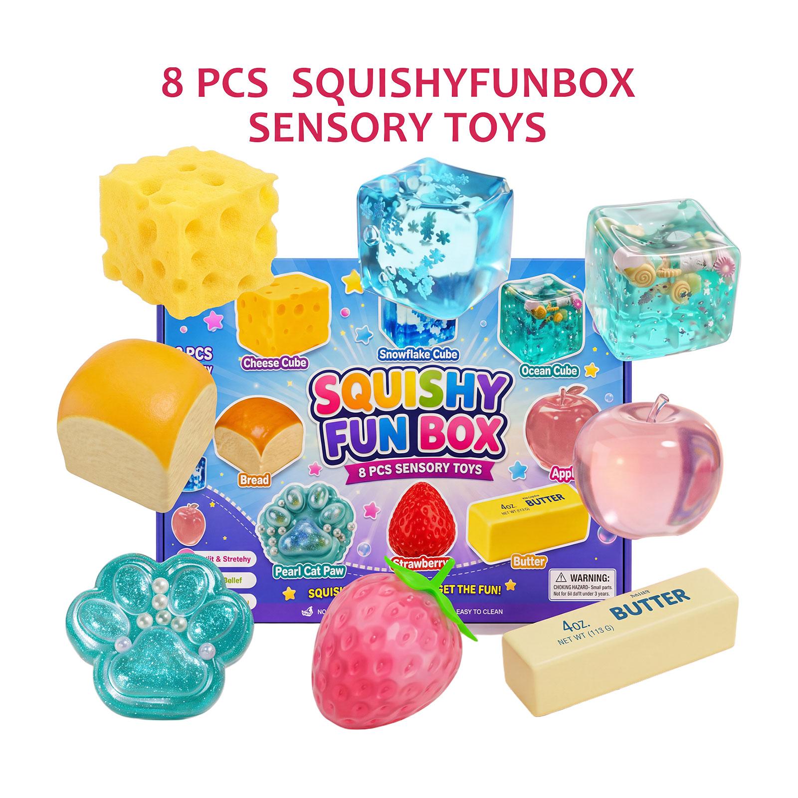 8Pack Maltose Squishy Fidget Toy Set Soft Texture Bouncy Stress Relief 8Pack