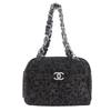 Camelia Tote Bag ChainShoulder Black Suede Women Used
