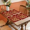 1pc Square Placemats, Chinese Style Red Simple And Elegant Light Luxury Table Pads, Golden Dragon Pattern Table Decoration Mat