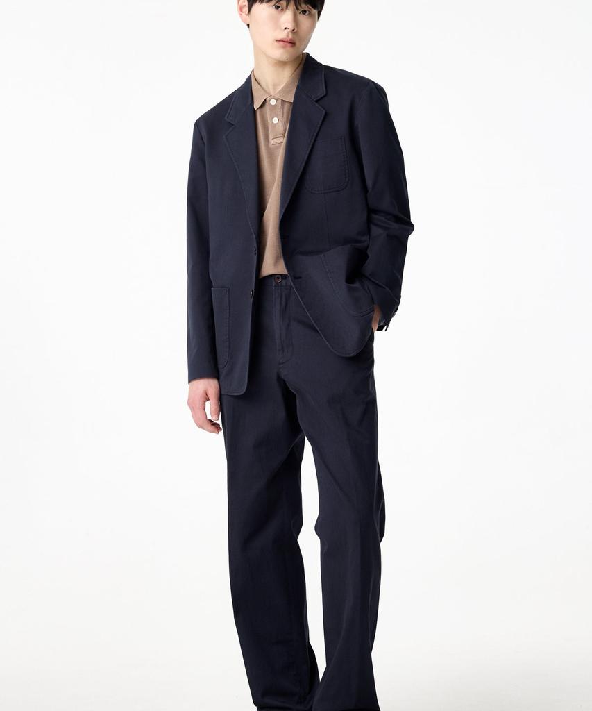 Man On The Boon Washed Cotton Chino Single Jacket _Navy 4715102004